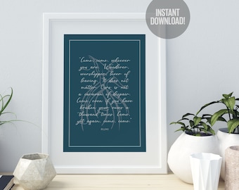 Rumi Quote Printable Art | Quote Print | Quote Download | Islamic Print | Blue