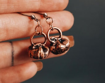 Pumpkin Seed Pod Earrings / Copper Charms / Autumn / Fall / Samhain