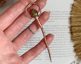 Golden Plum Thorn / Rutilated Quartz Wild Plum / Copper Necklace / Electroformed / Rutilated Labradorite Beads