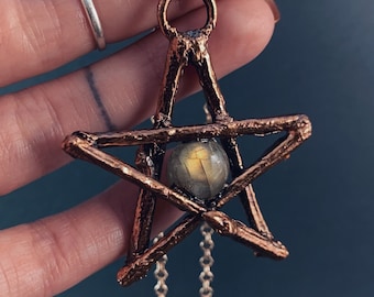 Rowan Star / Rowan Charm / Protection / Protective / Copper Crystal Necklace