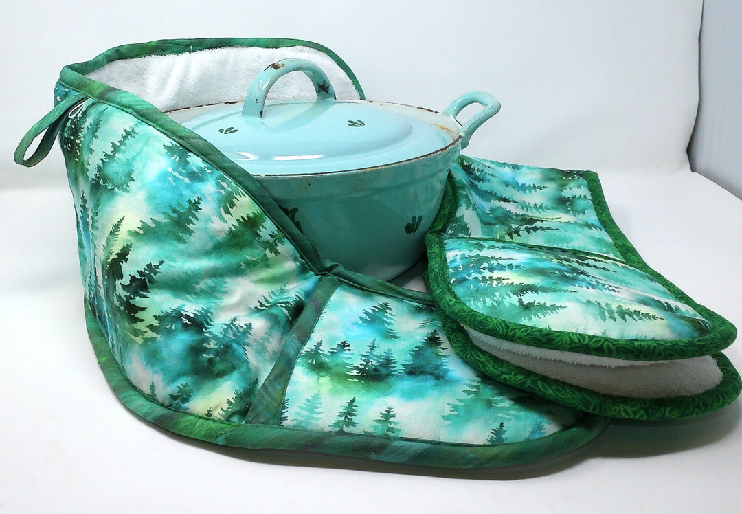 Handmade Potholder, Double Oven Mitt, Heat Resistant Oven Glove for