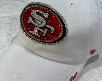 San Francisco 49ers Red Visor Cap‎ design with Logo and rhinestones San Francisco 49er main image 3