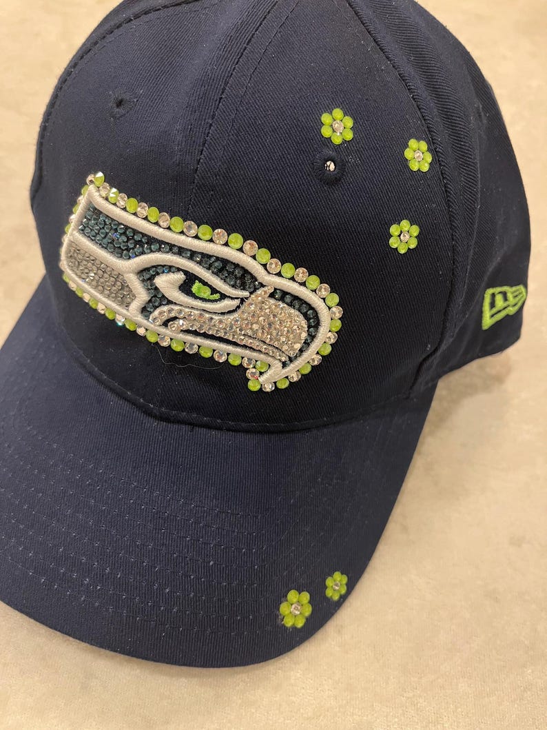 SEATTLE SEAHAWKS Bling Hat: Hand-jeweled With SWAROVSKI Crystals - Etsy