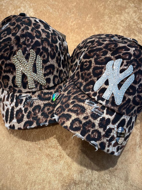 NWT Handmade Black Ball Cap, Animal Print Heart Lined With Crystals NWT Handmade Black Ball Cap, Animal Print Heart Lined With  main image 4