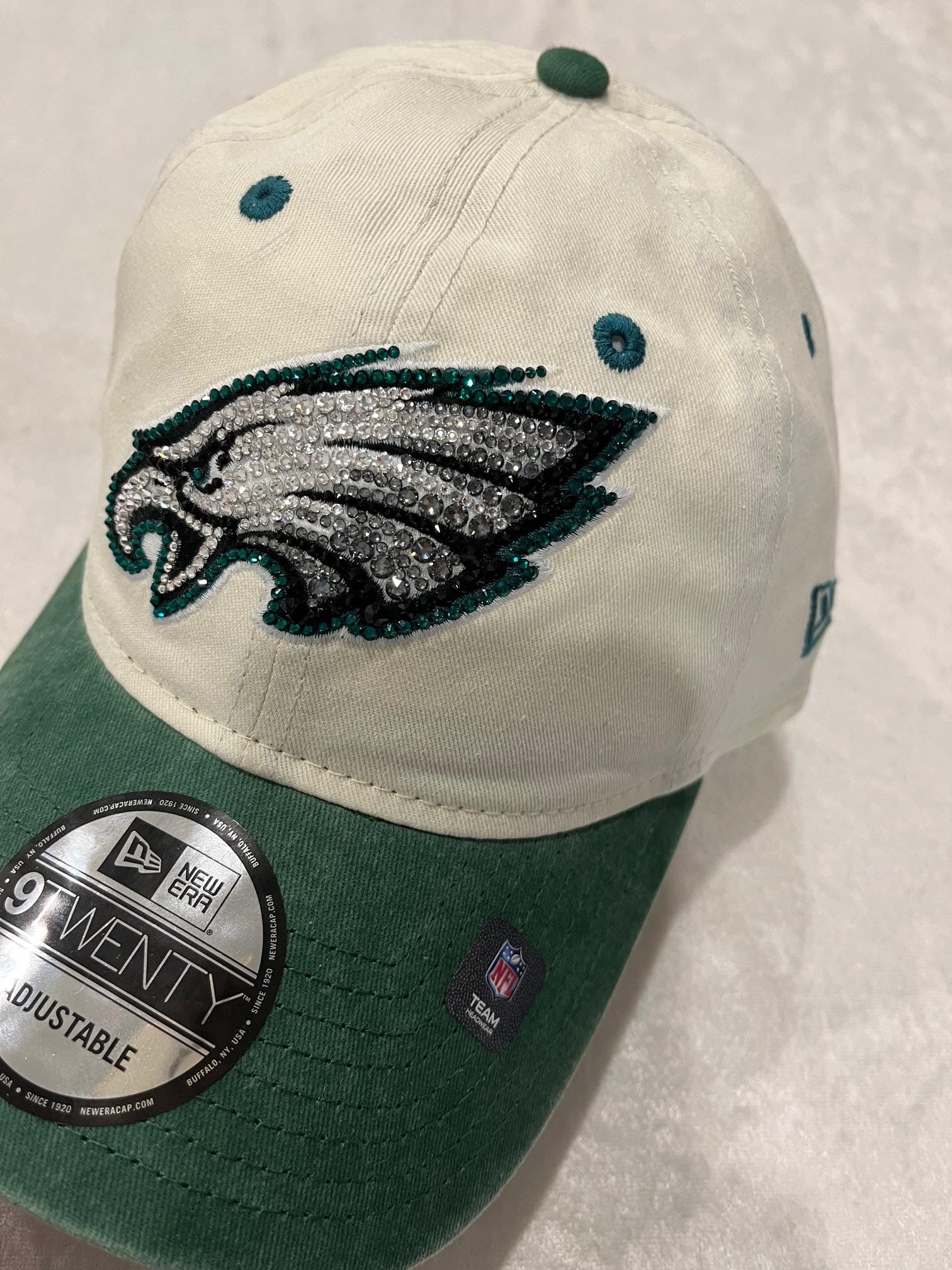 Green and White Eagles Cap with Rhinestones Vintage NFL (Apex One) - Philadelphia Eagles Rhinestone Logo  main image 4