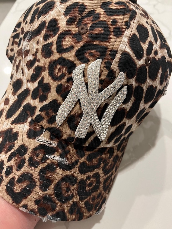 New York Bling Leopard Distressed Hat: Hand-jeweled NY  display picture 2