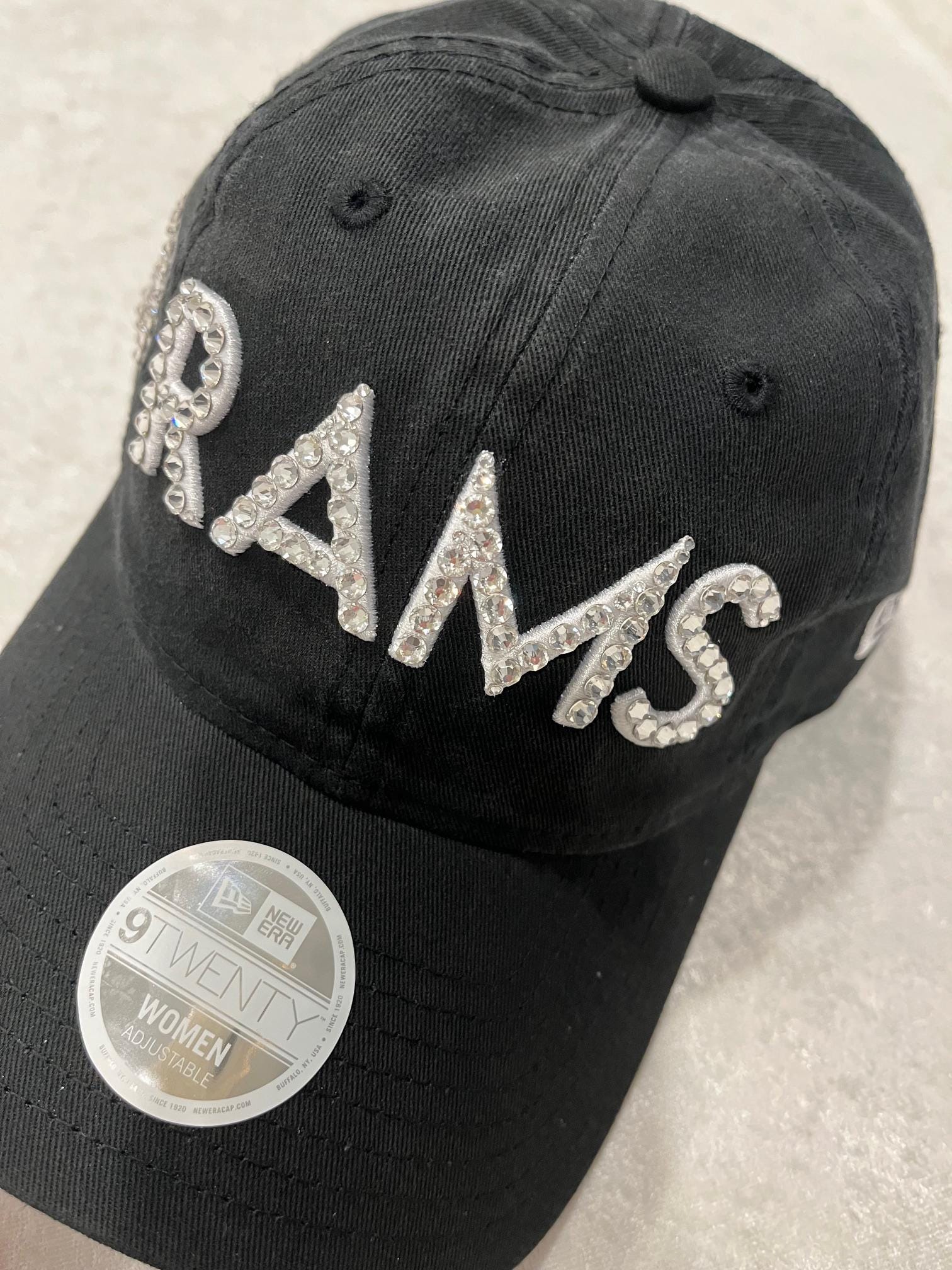 NFL St. Louis Rams Official Hat with Swarovski Rhinestone Bling St Louis Rams Womens Ball Cap Hat NFL 47 Brand Black Gold  main image 2
