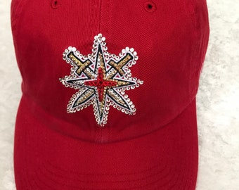 Golden Knights Red Bling Hat Hand Jeweled VGK Cap With  display picture 1