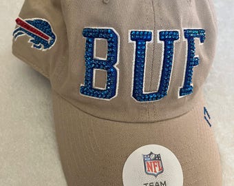 BUFFALO BILLS Khaki Bling Hat:  Hand-Jeweled SWAROVSKI Crystals 17 Josh Allen