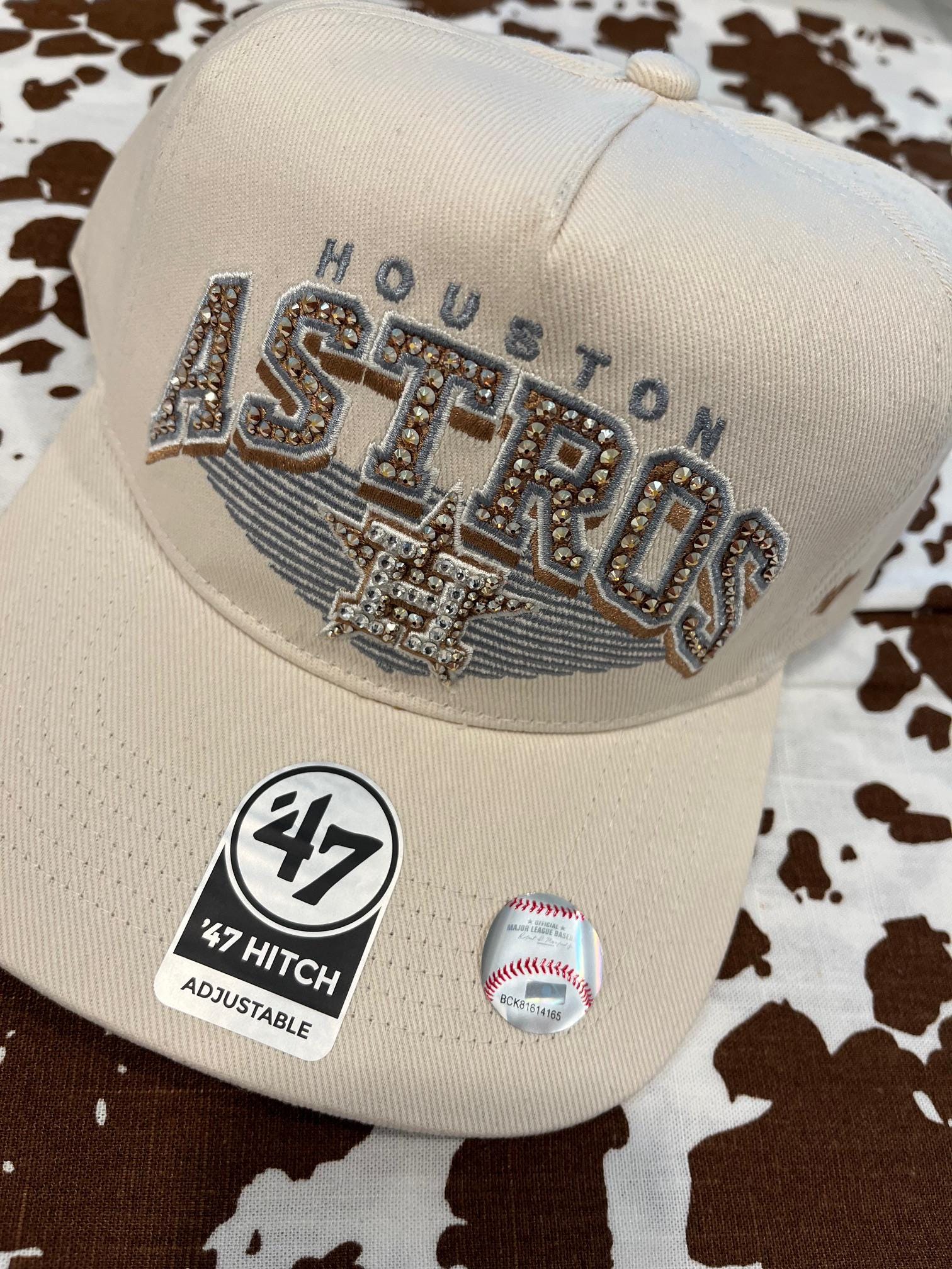 Houston Astros Beige/gold Rhinestone Bling Hat: Hand-jeweled With Gold ...