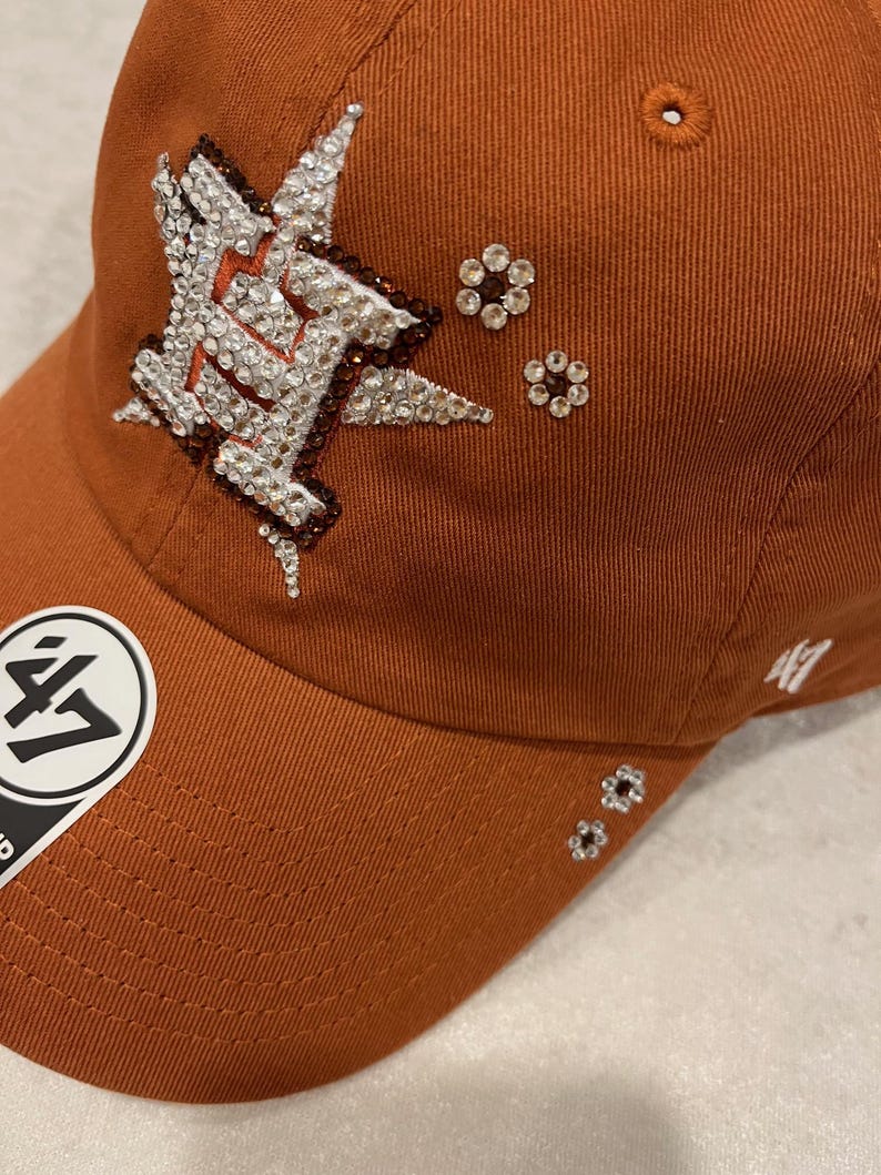 HOUSTON ASTROS Rust Rhinestone Bling Hat: Hand-jeweled With 240 ...