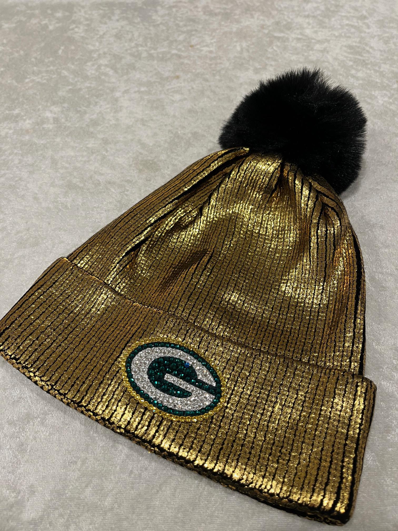 Green Bay Packer Rhine Stone Knit Beanie with Pom m81415125341_1.jpg main image 2