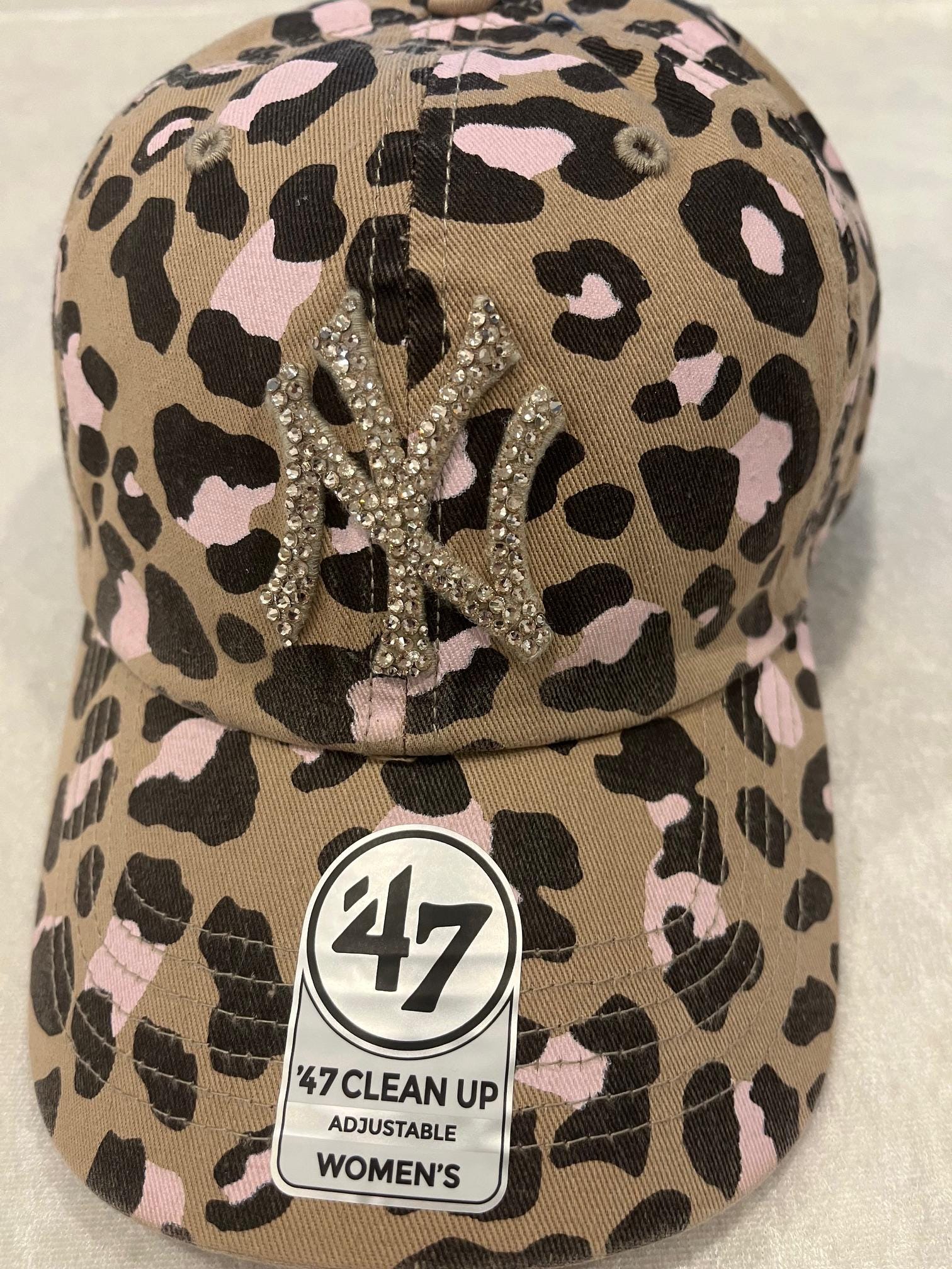 Swarovski Crystal Leopard 47 hat women’s New York Bling Leopard Distressed Hat: Hand-jeweled NY  main image 4