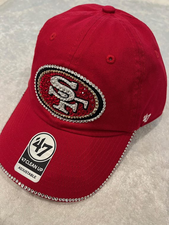 San Francisco 49ers Red Hat: Hand-jeweled SF SWAROVSKI  display picture 3