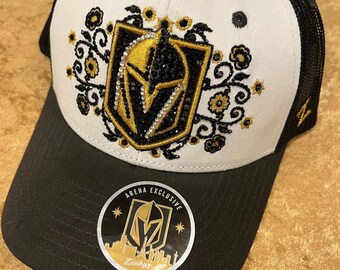 Vegas GOLDEN KNIGHTS SWAROVSKI Crystals Hand Jeweled Hat  display picture 3