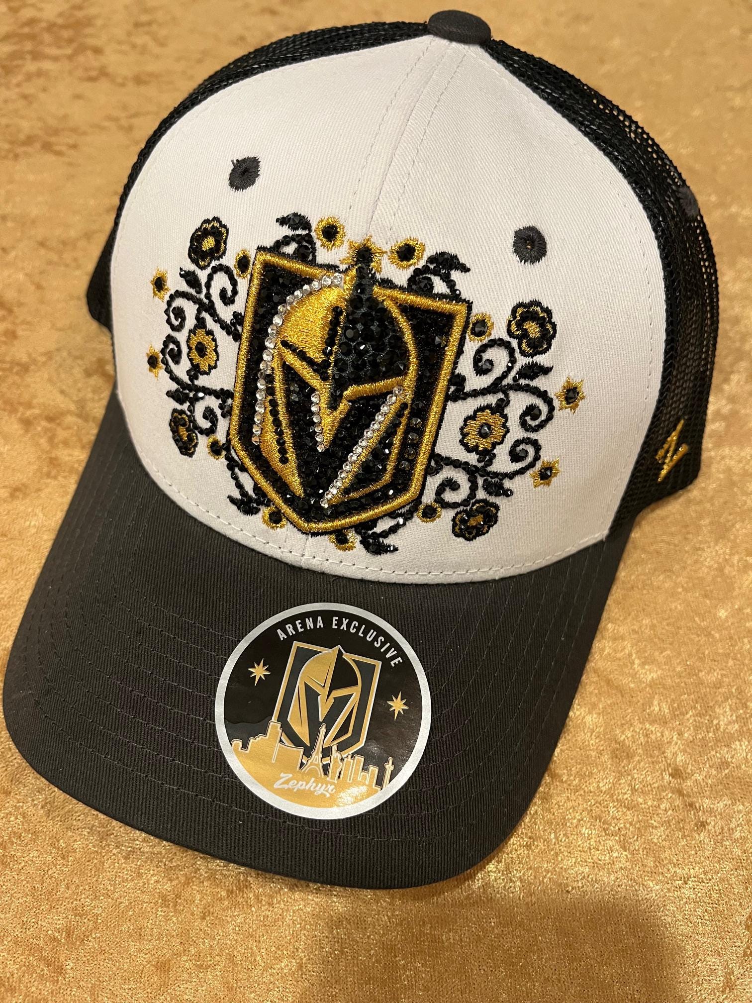 Vegas Golden Knights women’s rhinestone hat. Vgk Bling Hats - Etsy main image 2