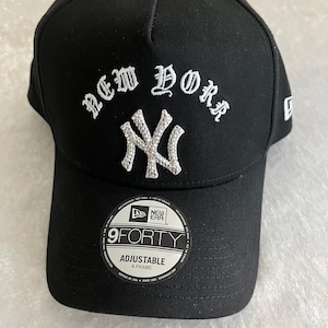 New York NY Yankees GOTHIC Script Bling H: Hand-Jeweled SWAROVSKI Crystals