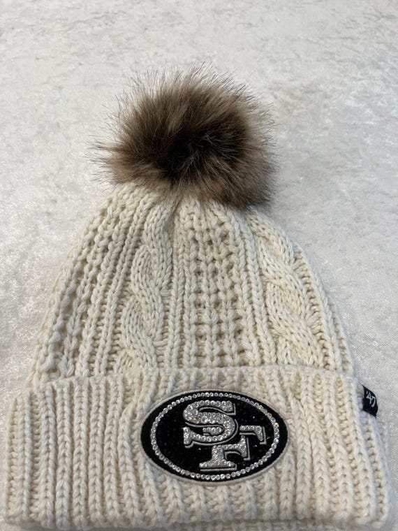 Sh*t That I Knit SF 49ers NFL Merino Wool Beanie + Yarn  & Faux Fur Pom Pom womens-sh*t-that-i-knit-white-  main image 4