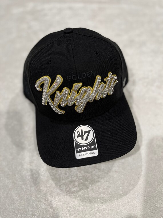 Vegas Golden Knights Black NHL Bling Script Hat Hand Jeweled  display picture 1