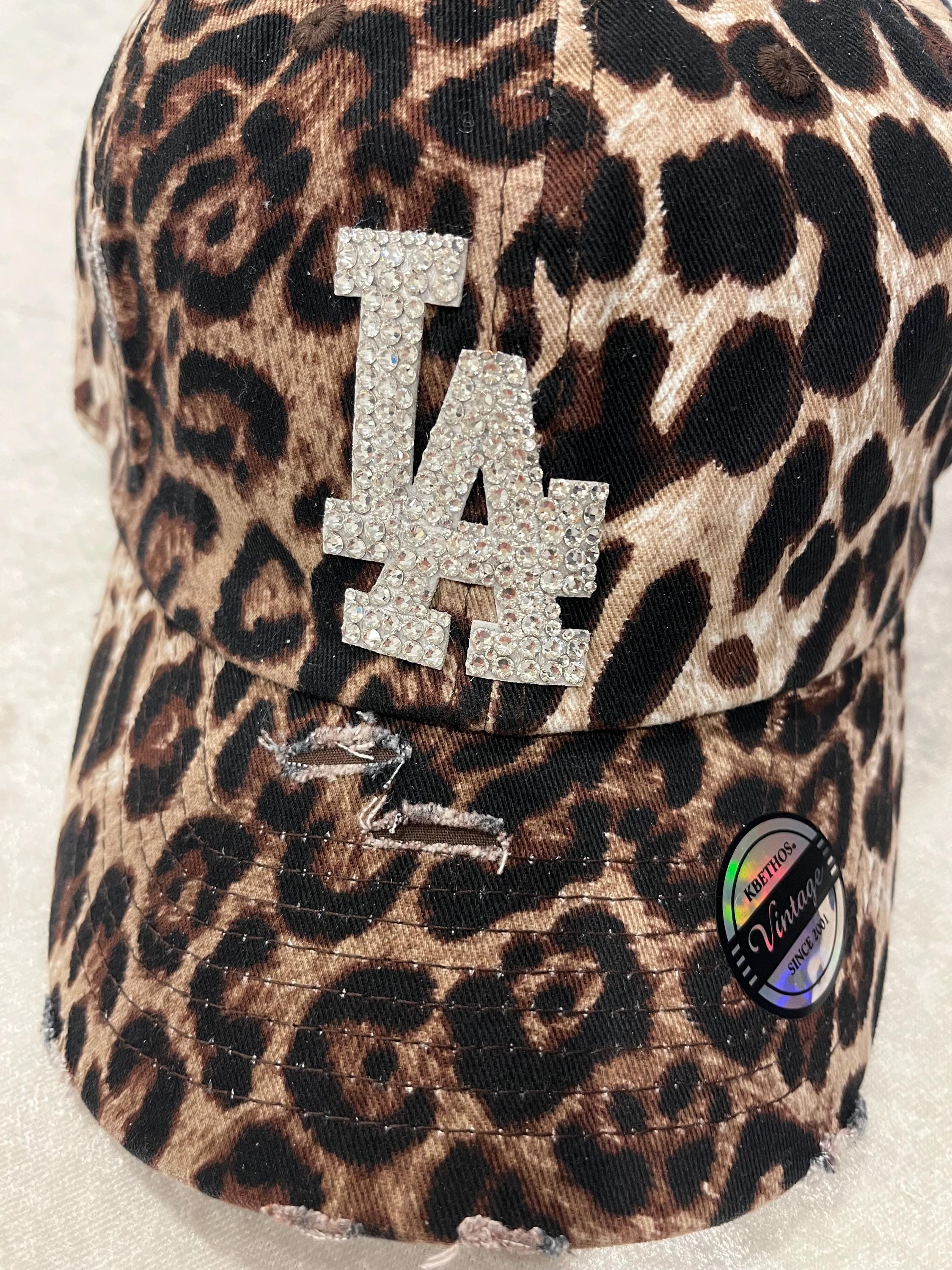 LA Leopard Distressed Hat: Hand-jeweled Swarovski Crystal  display picture 2