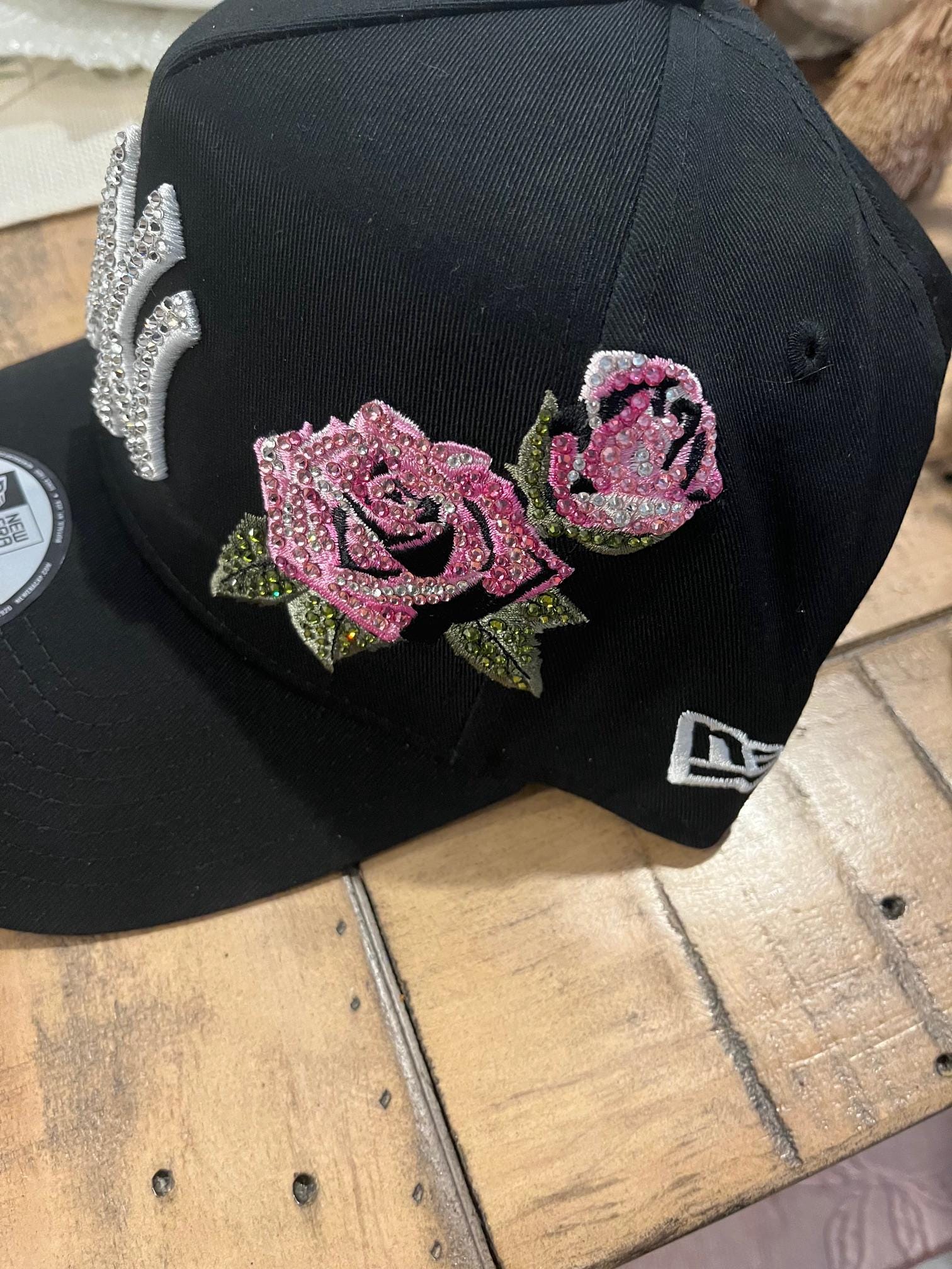 NWT Black Suede Hat With Pink Rhinestones Rhinestone Drip Faux Suede Felt Cowboy Hat With Star Pattern  main image 4