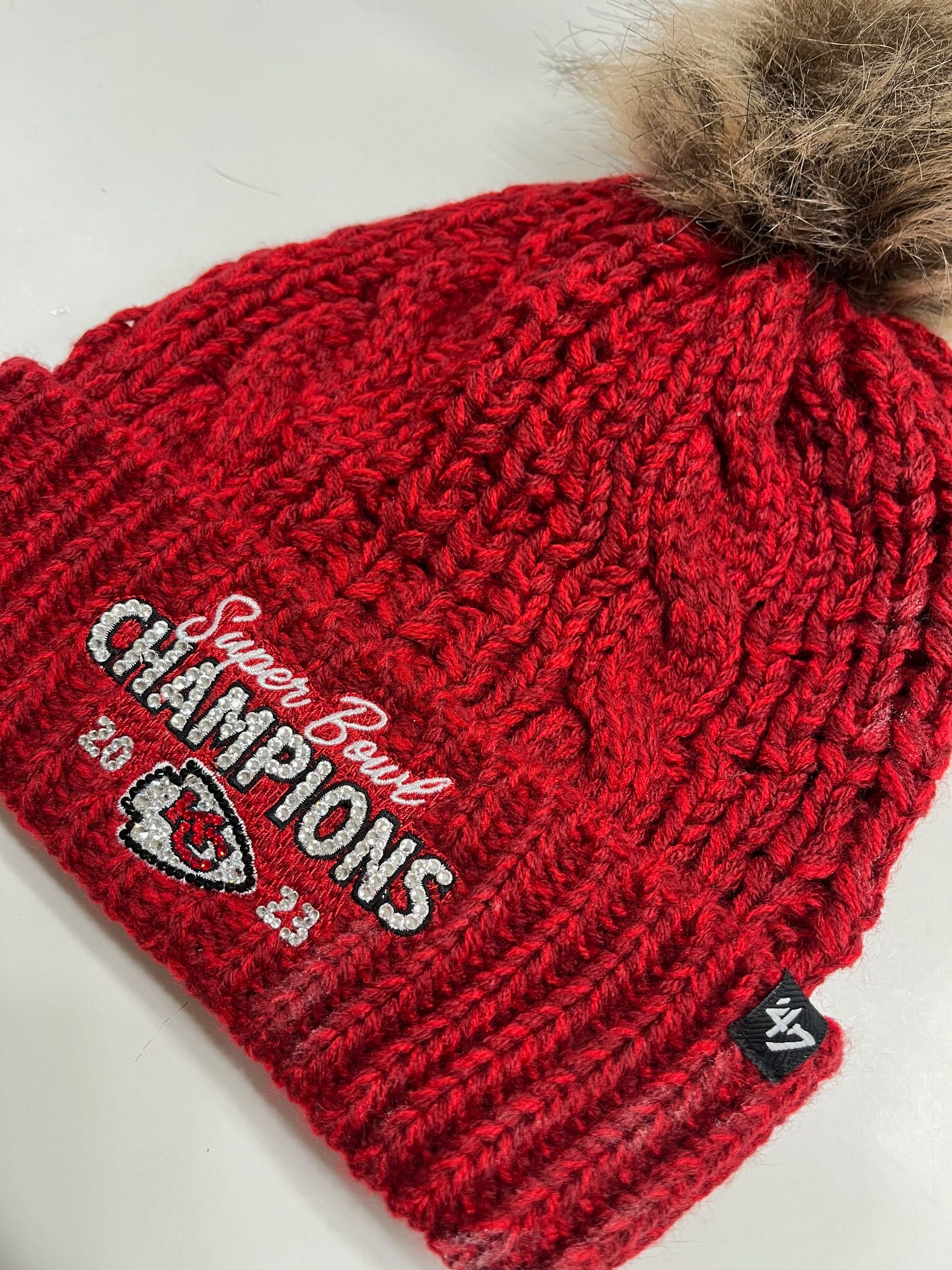 2024 NFL Kansas City  Superbowl Champions  Swarovski Crystal Bling Hat Kansas City CHIEFS Black Bling Hat: SWAROVSKI Crystal Hand  main image 4