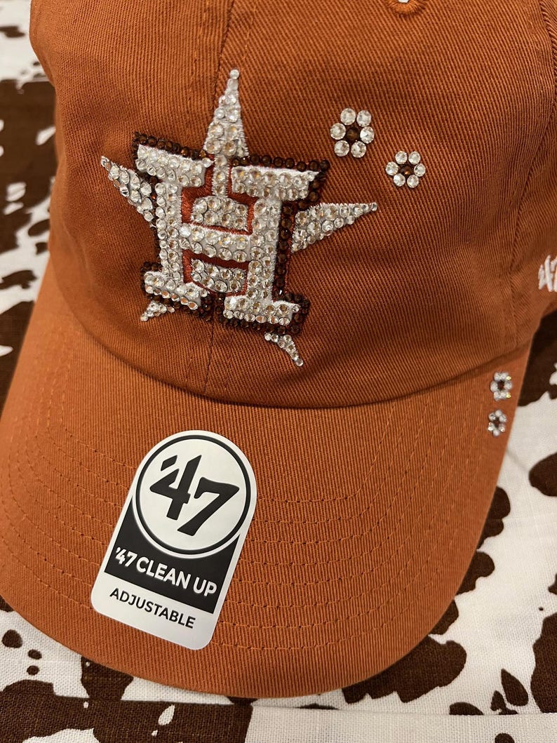 HOUSTON ASTROS Rust Rhinestone Bling Hat: Hand-jeweled With 240 ...