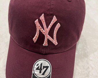 NY Yankees Swarovski Crystal Hat, Black Roses Bling - Etsy display picture 2