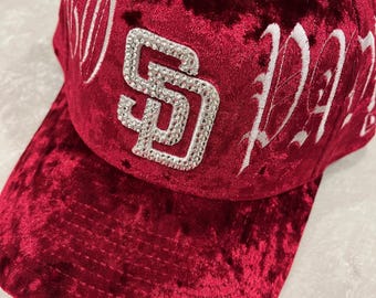 San Diego Bling Rhinestone Padres Custom Leopard Print Cap SD PADRES Bling Hat Women main image 3