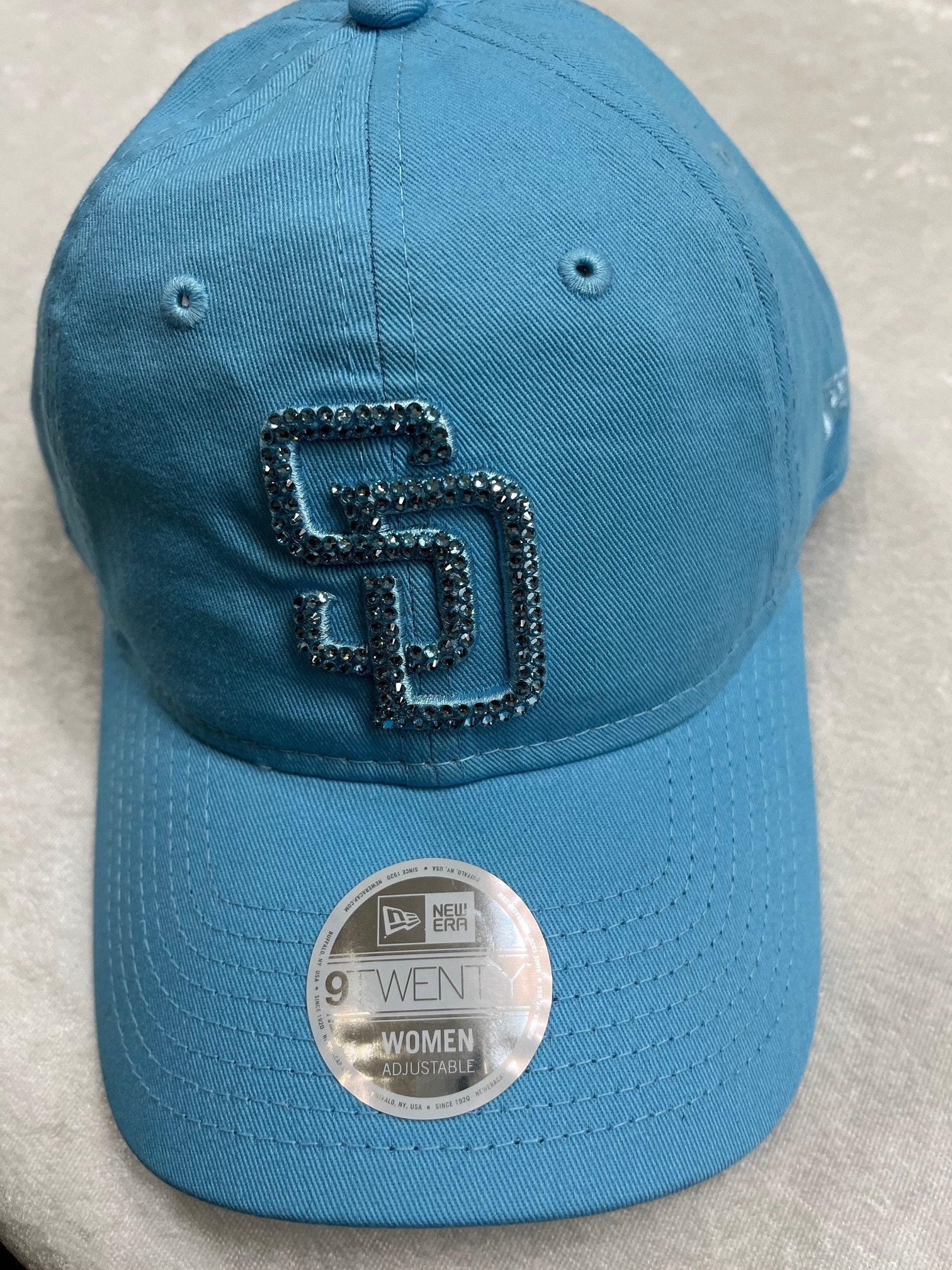 SD PADRES Aqua Bling Hat: Hand-jeweled Aquamarine Swarovski  display picture 2