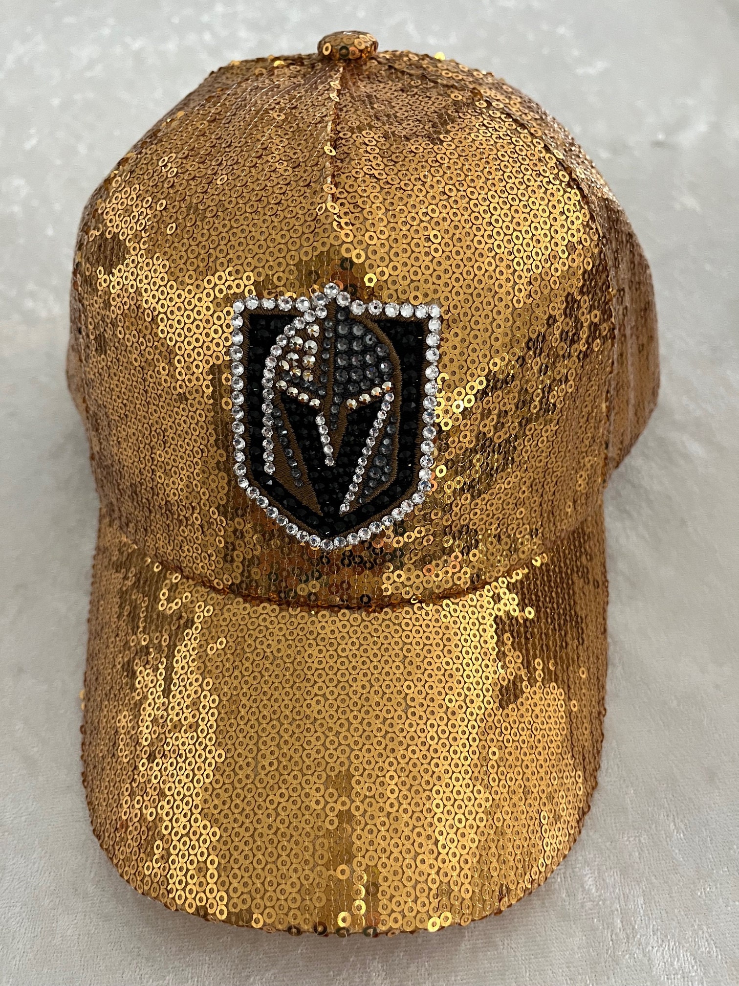 VGK Custom Swarovski Crystal SnapBack Hat Vegas Golden Knights Black Bling Hat: Hand-jeweled SWAROVSKI  main image 3