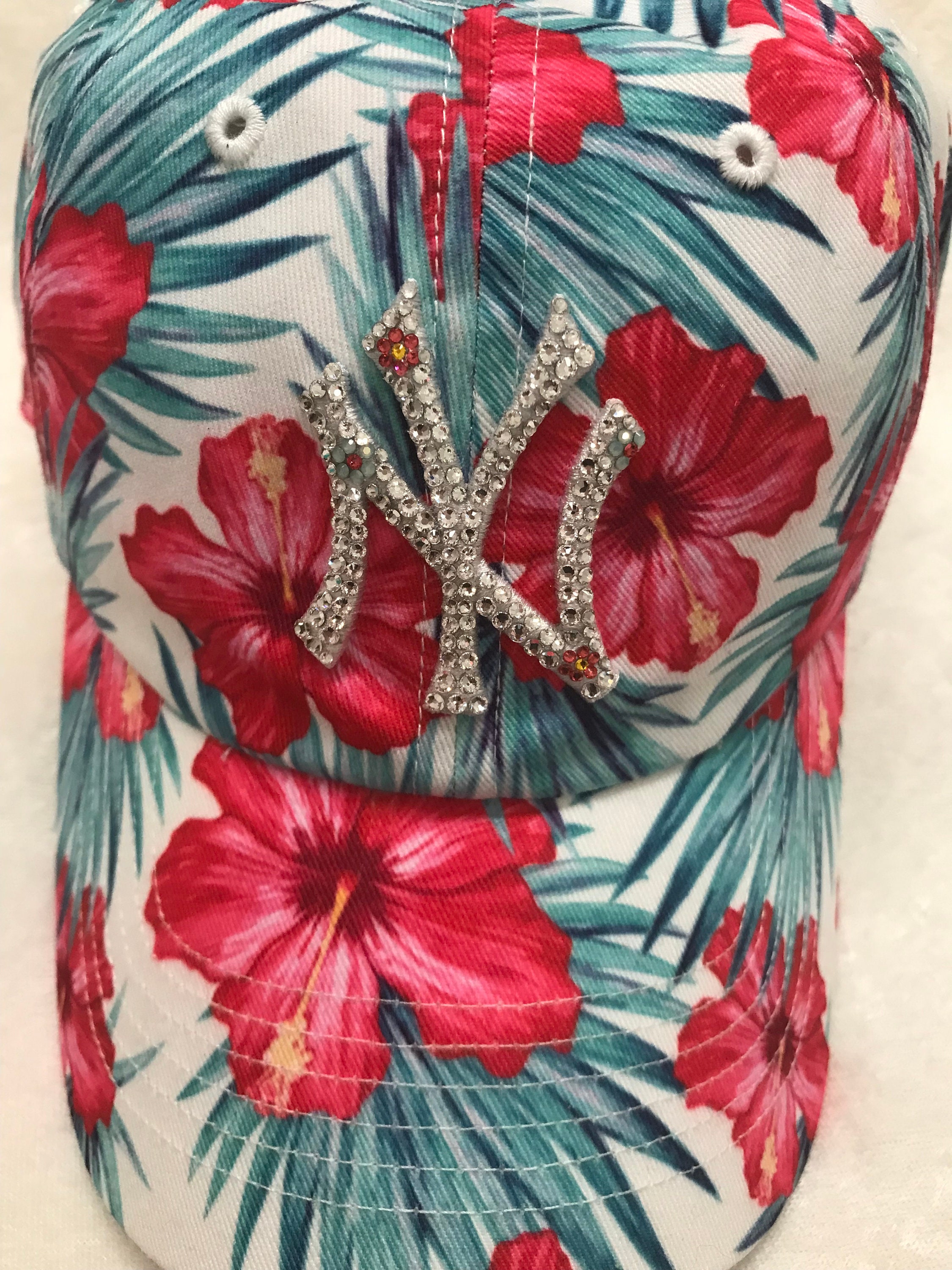New Era Custom Cap w Swarovski crystals by @blingqueendee w Embroidered flowers The New Era  main image 4