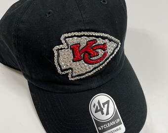 Bling Rhinestone KC Chiefs Custom Hand detailed Hat KC Chiefs Kansas City Rhinestone Custom Made by Hand White  main image 2