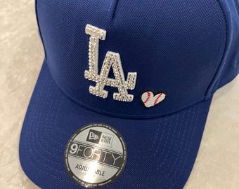 Los Angeles Dodgers Black Bling Hat: Hand-jeweled SWAROVSKI