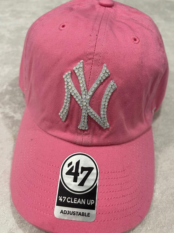 New York YANKEES Pink Bling Hat: Hand-jeweled NY Opal 