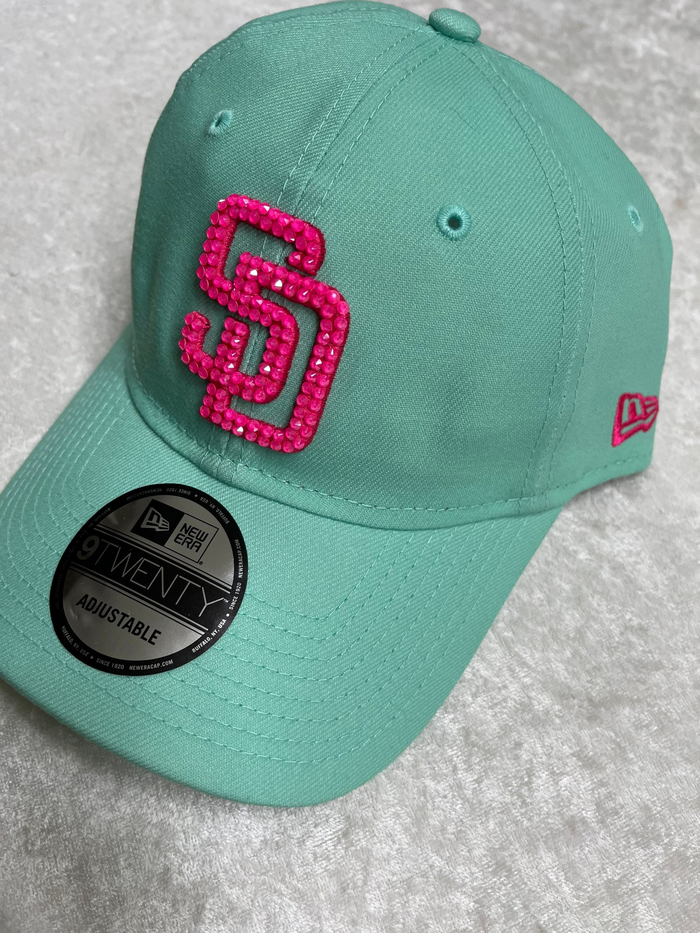 San Diego Padres Bling Hat :mint Green Hand-jeweled 