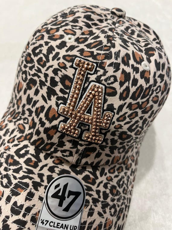 LA Dodger's Leopard Bling Hat: Hand-jeweled Rose Gold SWAROVSKI