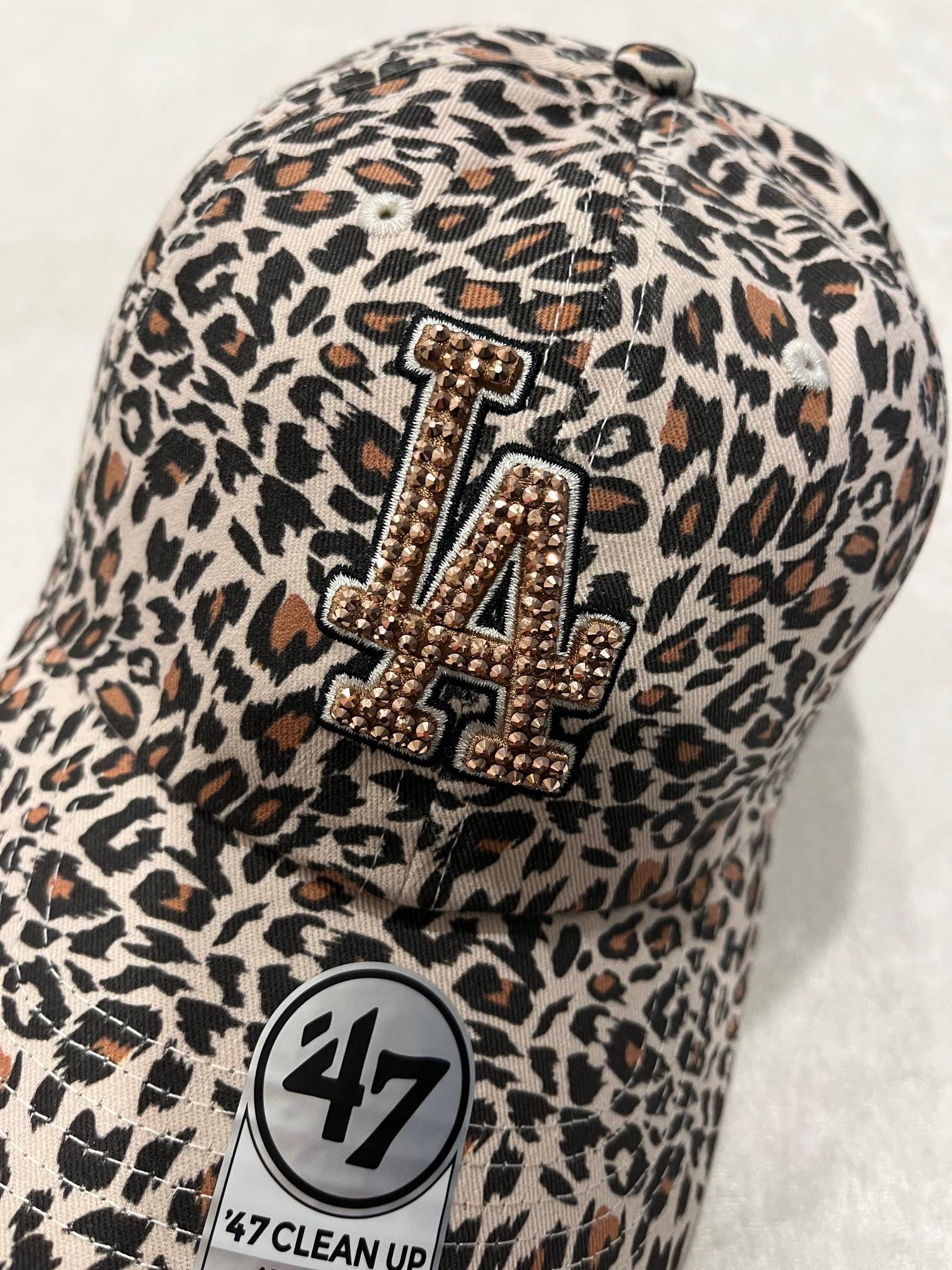 LA Dodger's Leopard Bling Hat: Hand-jeweled Rose Gold SWAROVSKI