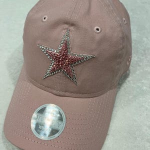 Dallas Cowboys Blush Pink Bling Hat Hand Jeweled with Swarovski Crystals Women&#39;s Rhinestone NFL Cap