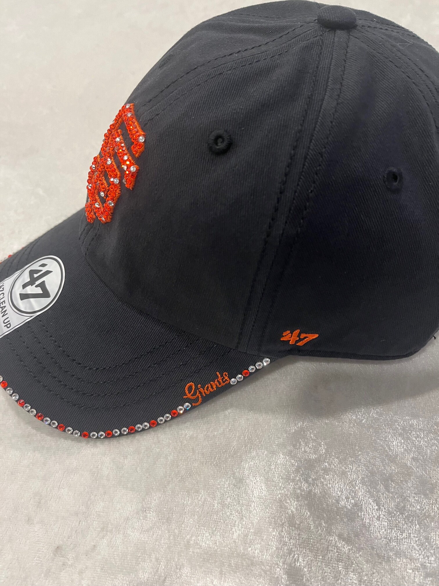 San Francisco GIANTS Black Bling Hat: Hand-jeweled SWAROVSKI  display picture 1