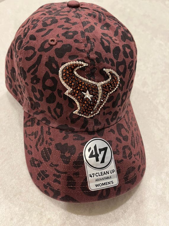 Houston Texans Brown Leopard Bling Hat Hand Jeweled With  display picture 1