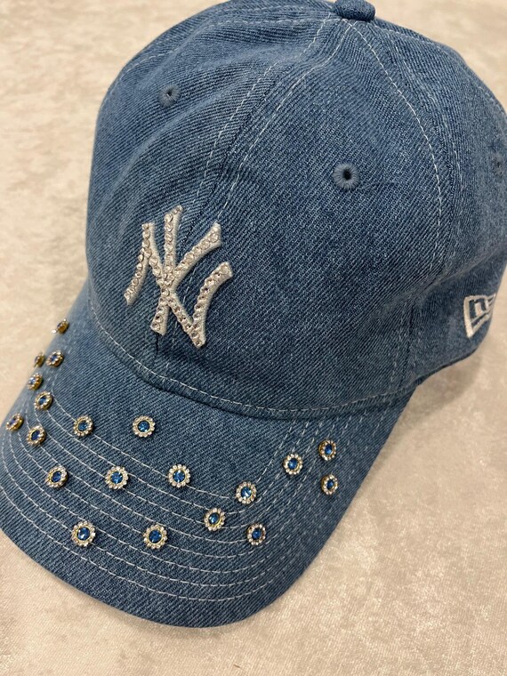 NY Yankees Blue Jean Hat, Swarovski Crystal Logo & Sapphire  display picture 2