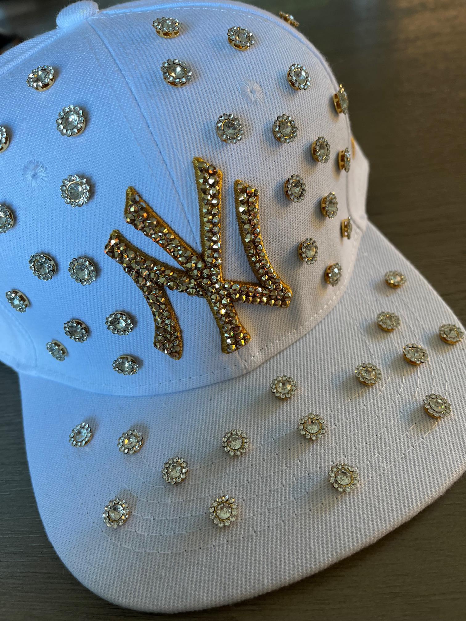 White Swarovski Crystal Bridal Bling Hat New York Bling White Hat: Hand-jeweled SWAROVSKI Crystal  main image 4