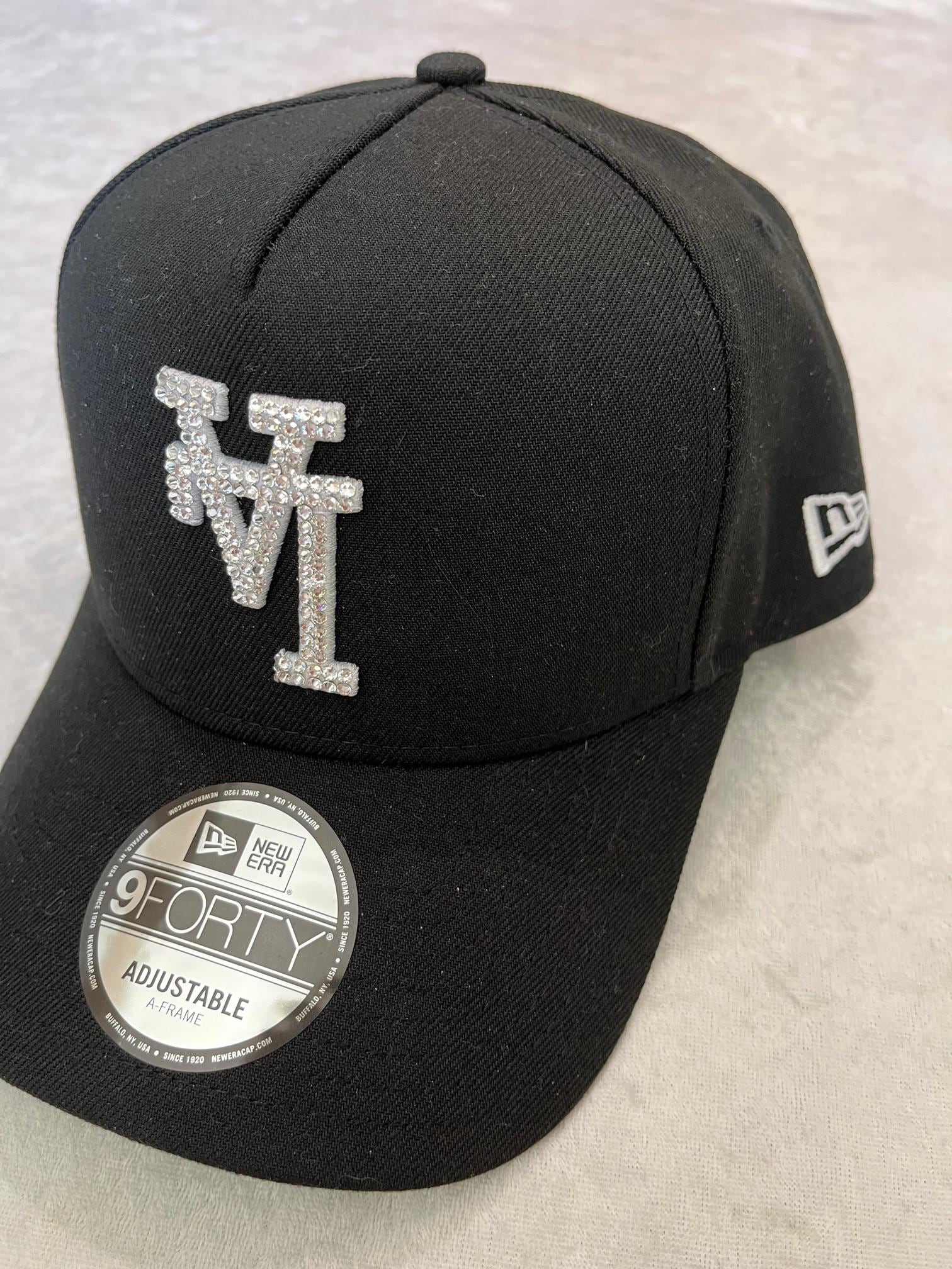 Los Angeles Dodgers Black Bling Hat: Hand-jeweled SWAROVSKI