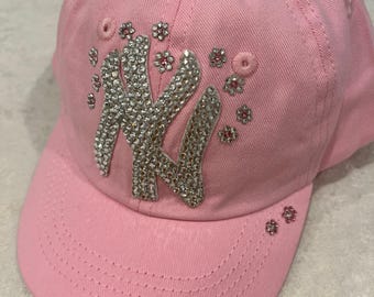 NY Yankees Swarovski Crystal Hat, Black Roses Bling - Etsy display picture 2