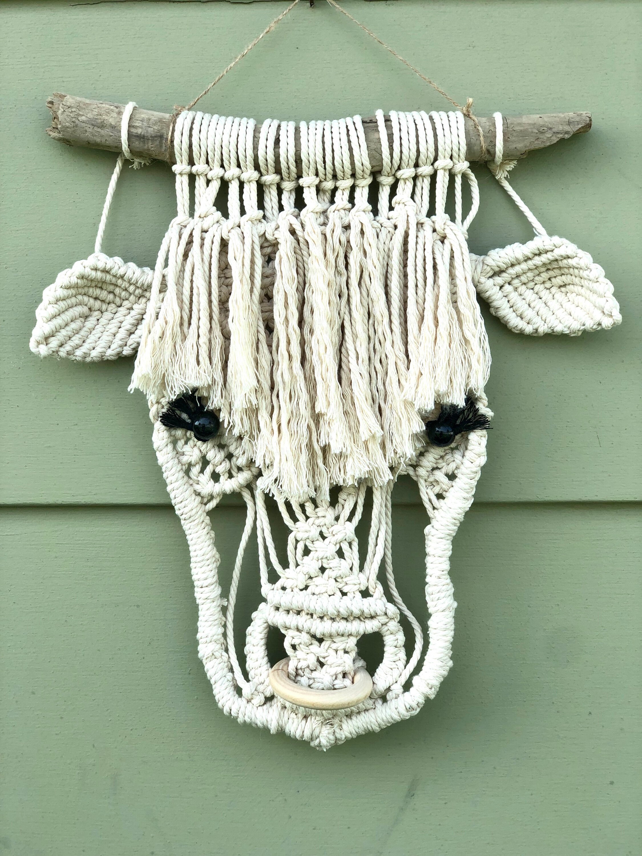 Macrame Cow Farm Decor Farmhouse Cow Etsy