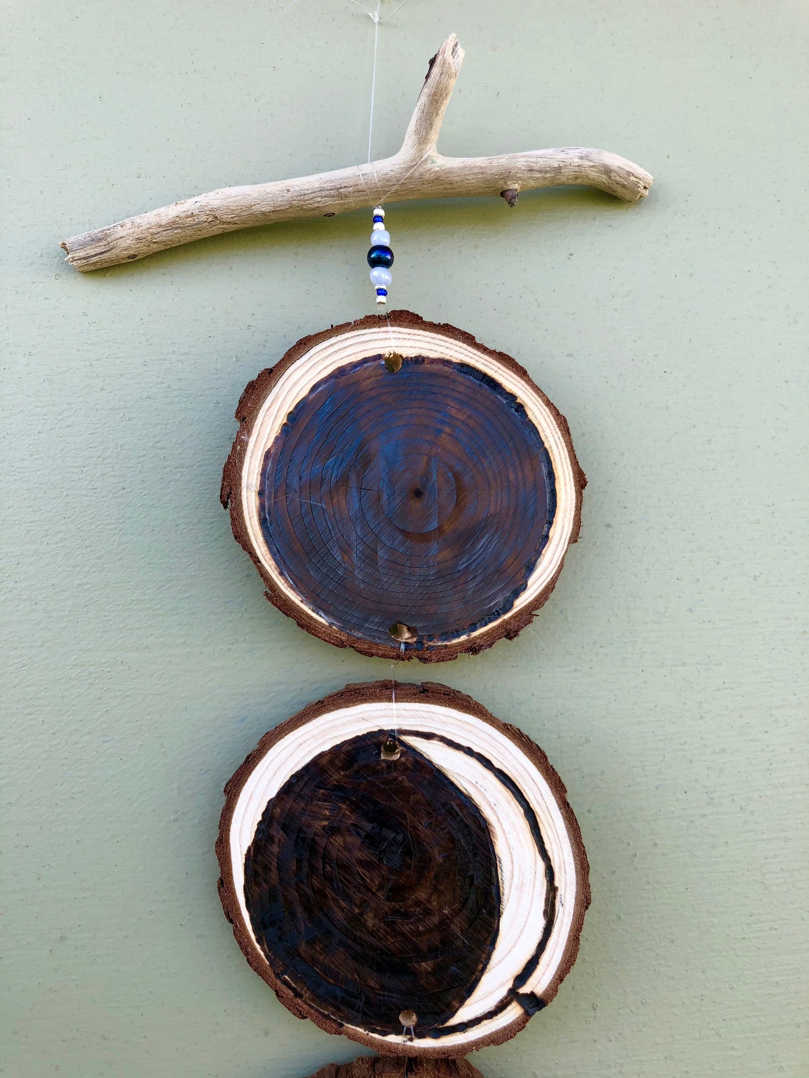 Wood Burned Natural Rustic Moon Phase Wall Hanging Etsy