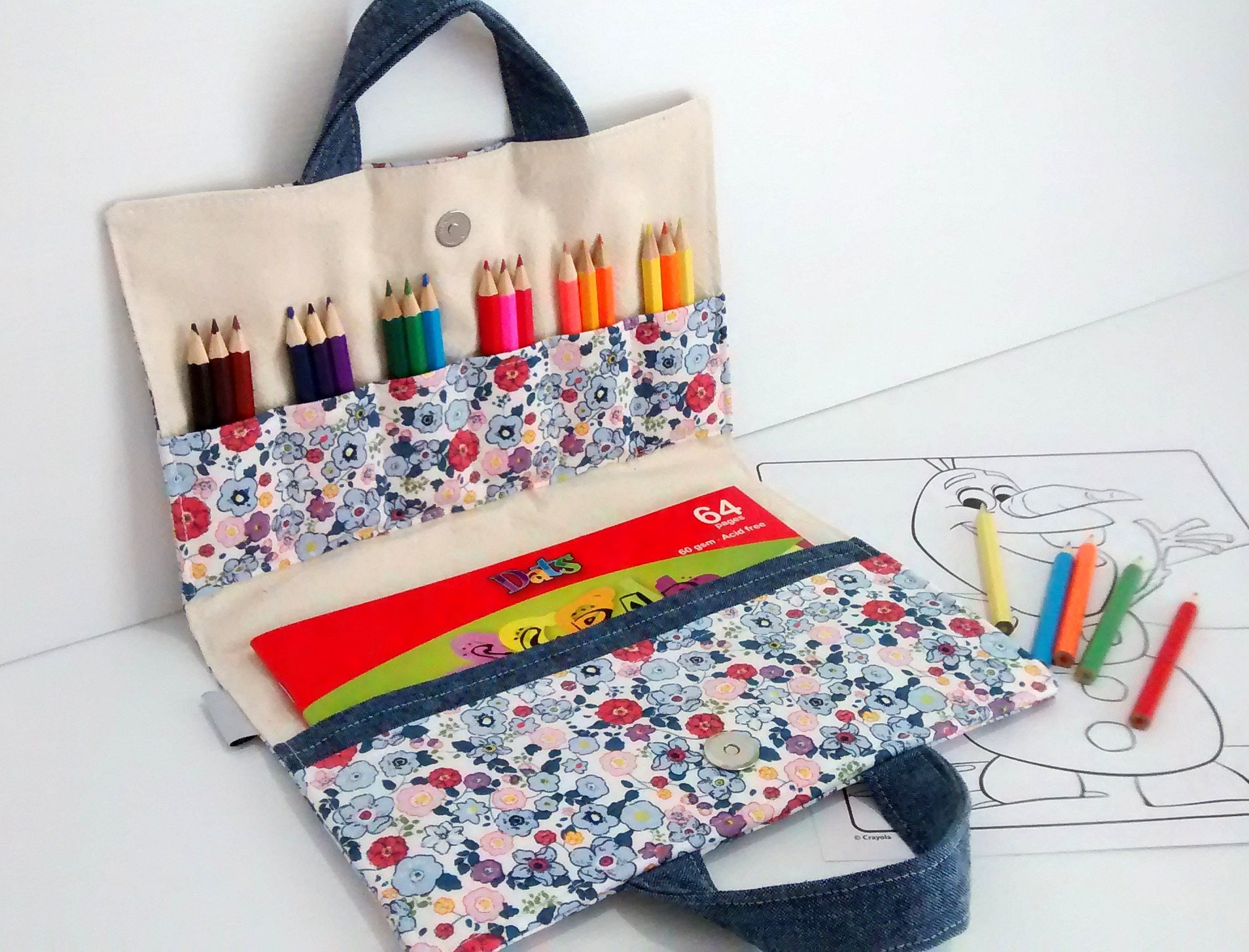 Download Coloring Pencil case Crayon holder Kids art folio | Etsy
