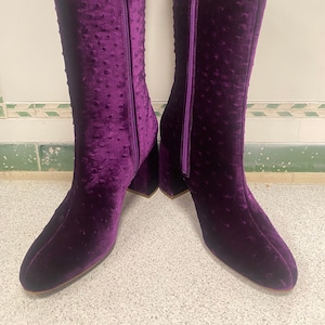 Mary Ching Purple Velvet Boots