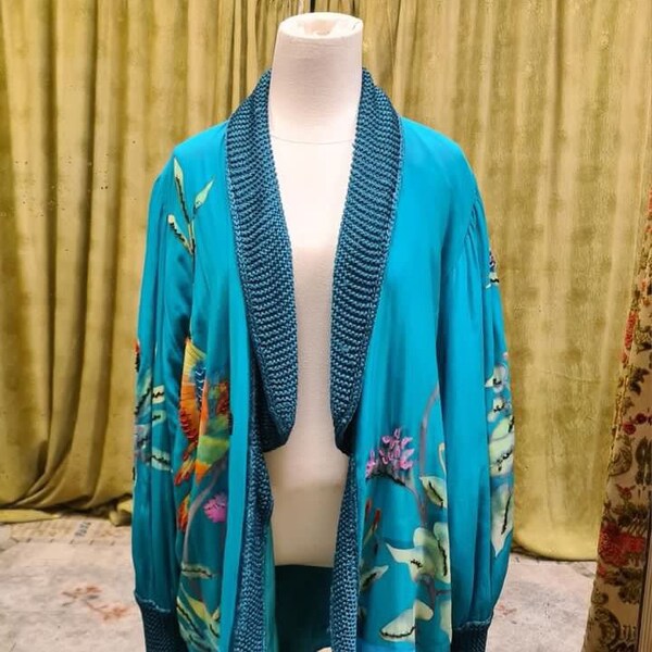 Teal Floral Kimono Etsy